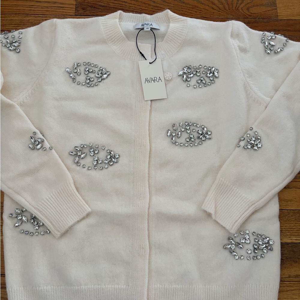Avara Melody Cream Embellished Cardigan sz XS NWT